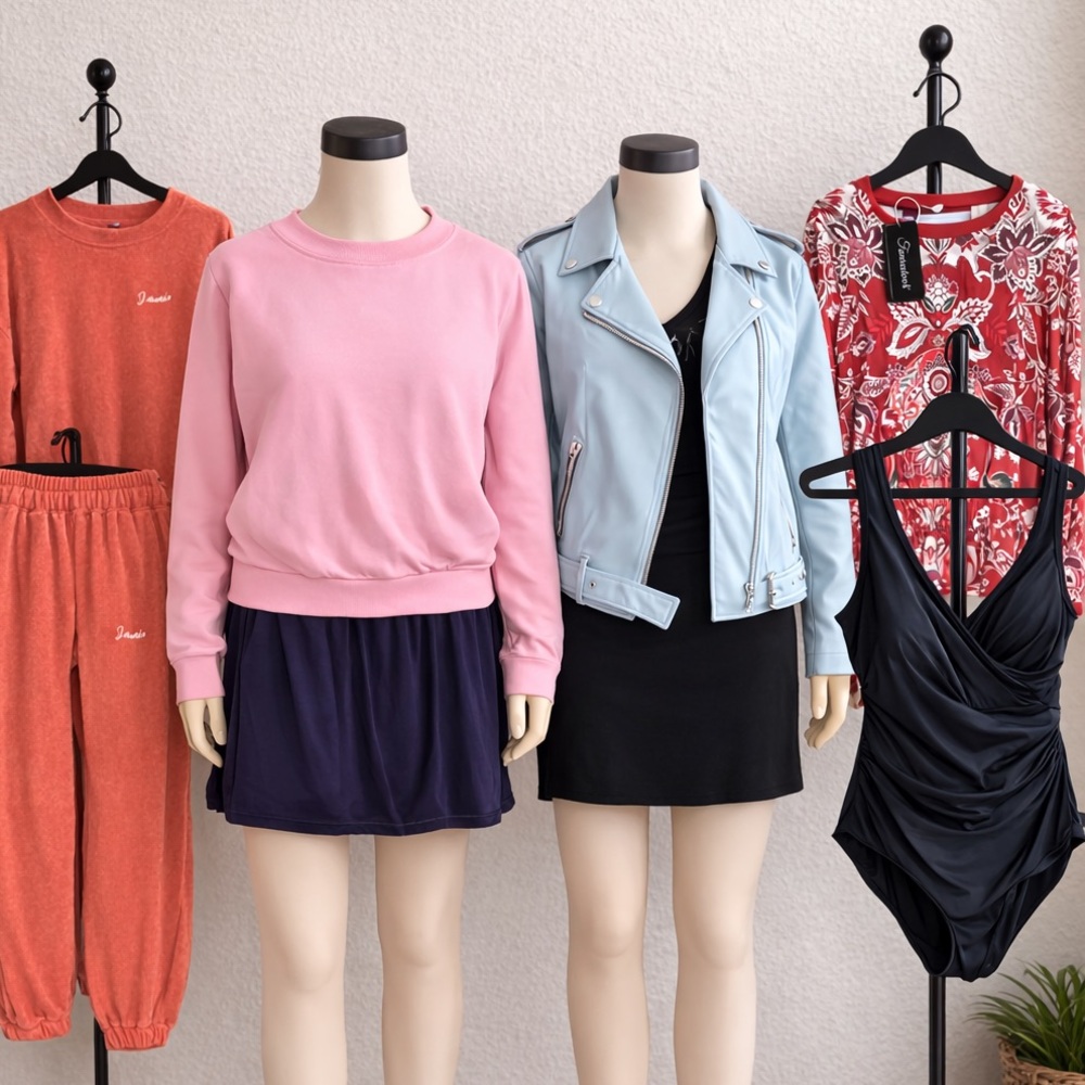 7pc Clothing Bundle – Jacket, Sweater, Skort, Swimsuit